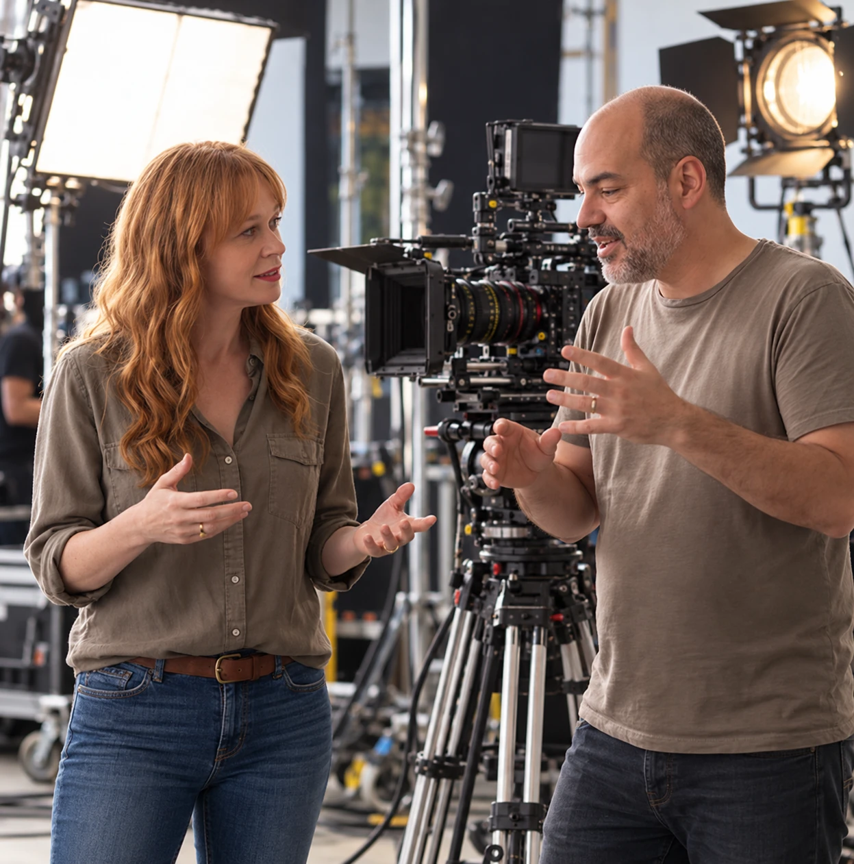 Conversa de bastidor em um set de filmagem